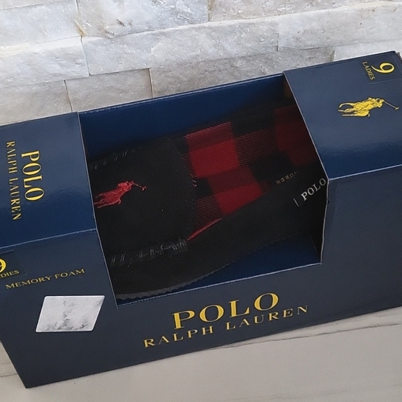 polo ralph lauren womens slippers big pony logo Size 6 9 Black - Picture 1 of 4
